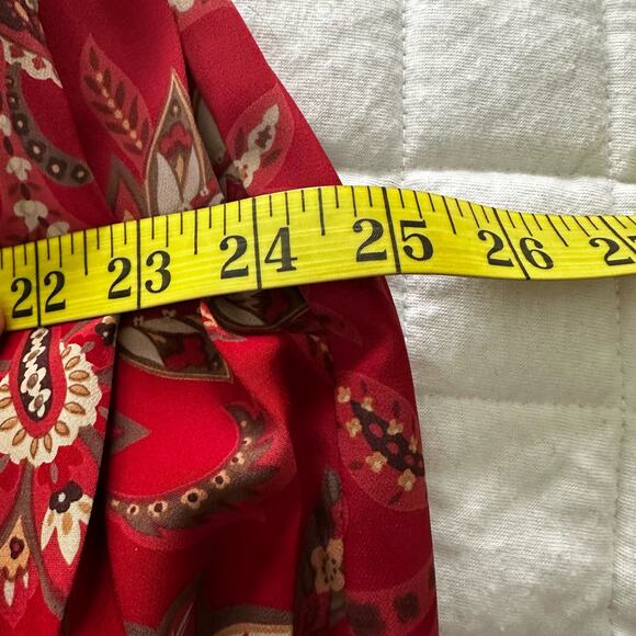 Vintage ALFRED DUNNER Womens Skirt 14 Red Floral Pleated Midi Modest Retro 90s - Picture 9 of 10